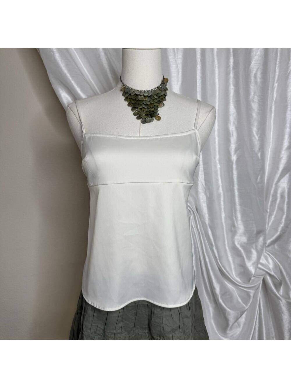 Urban Outfitters Cream Babydoll Cami Top Womens Small Adjustable Straps Low Back